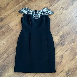 Black Sheath Dress with Decorative Embellished Collar